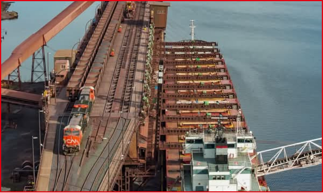 Iron ore loading at port